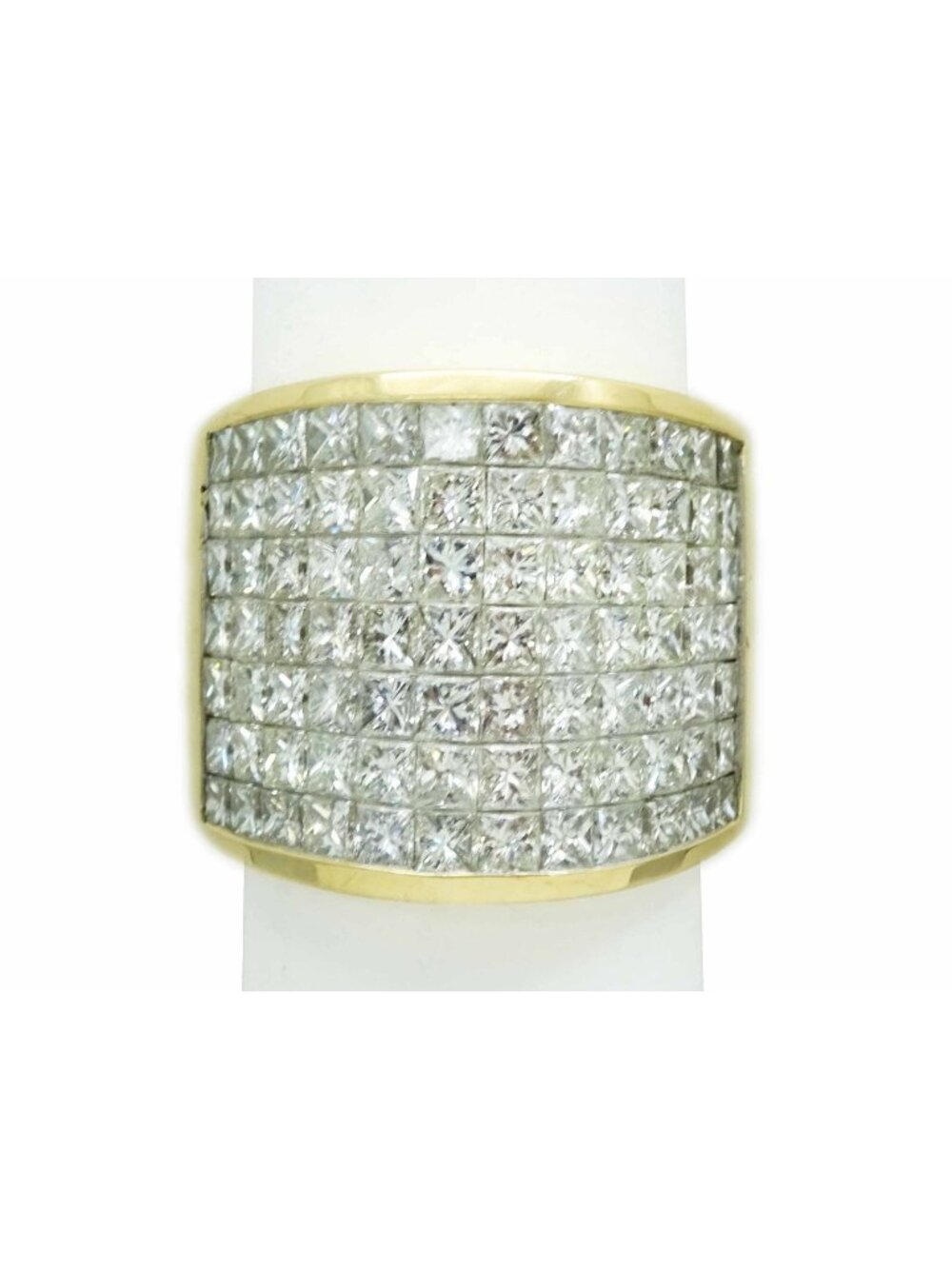 6ctw Natural Princess Diamond Invisible Cigar-Style Band Ring 18k Gold Size 7.75
